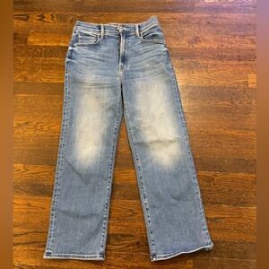 Lil mother jeans rambler zip flood out of the blue wash